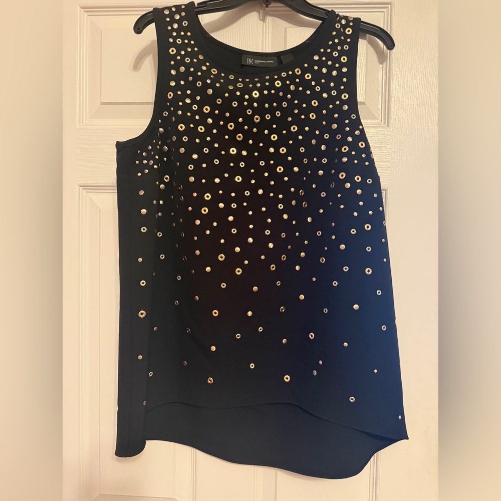 INC International Concepts Black Top with Gold Studs